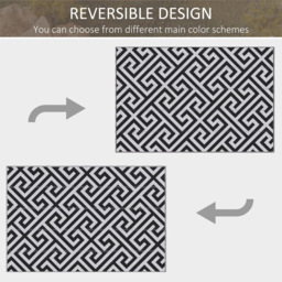 Outsunny Black and White Reversible Outdoor Rug 121 x 182cm - Size: 121 x 182 x 0.3cm - Wilko - thumbnail 7
