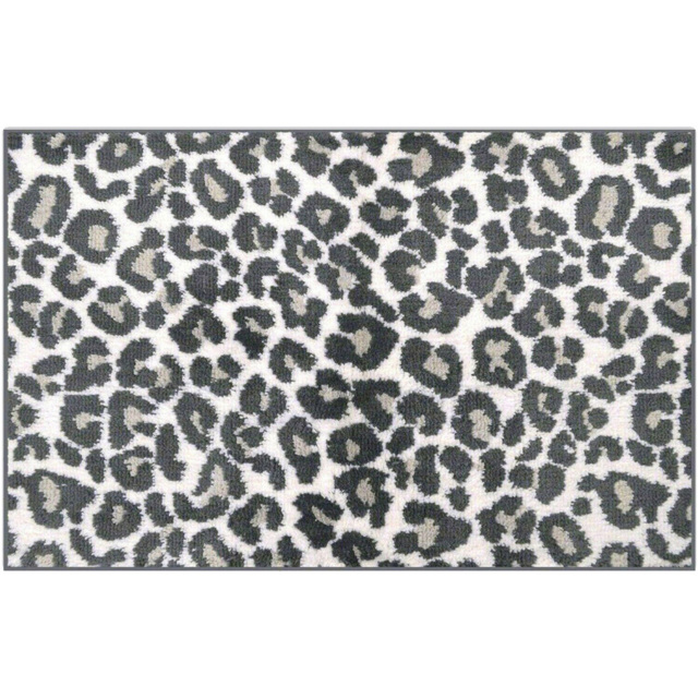 Allure Bath Fashions Monochrome Jacquard Leopard Non-Slip Bath Mat 50 x 80cm - Grey - Wilko - image 1