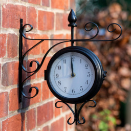 Garden Gear Sedgewick Black Double Sided Station Clock - Size: 33 x 9.5 x 29cm - Wilko - thumbnail 3