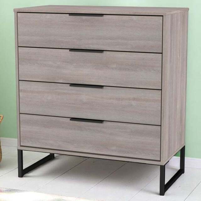 Crowndale Hong Kong 4 Drawer Grey Oak Chest of Drawers Ready Assembled - Wilko - image 1