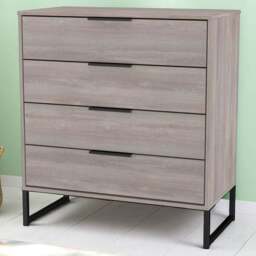 Crowndale Hong Kong 4 Drawer Grey Oak Chest of Drawers Ready Assembled - Wilko - thumbnail 1