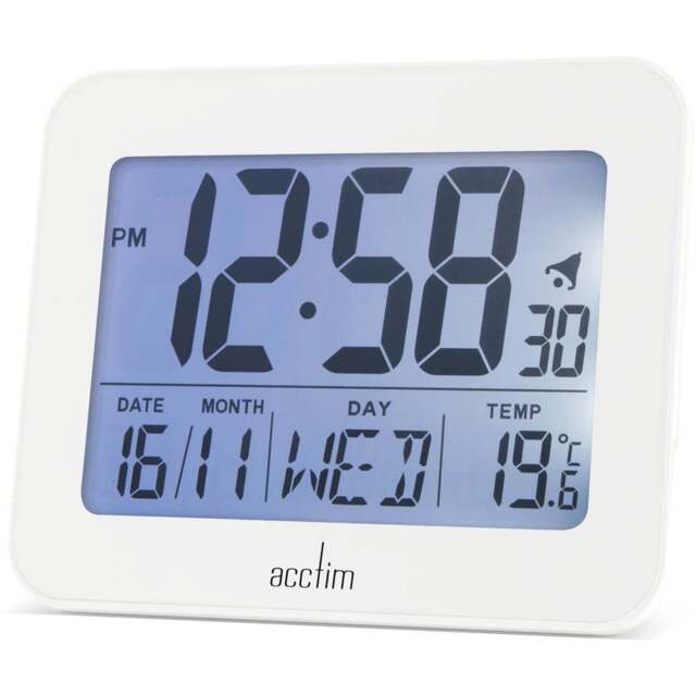Acctim Otto White LCD Alarm Clock 8cm - Size: 4 x 9 x 8cm - Wilko - image 1