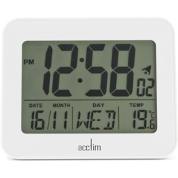 Acctim Otto White LCD Alarm Clock 8cm - Size: 4 x 9 x 8cm - Wilko - thumbnail 3
