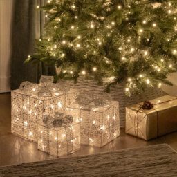 The Christmas Workshop Silver and White LED Gift Box Christmas Decoration 3 Pack - Wilko - thumbnail 5