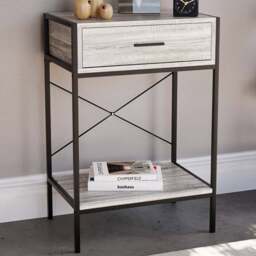 Home Vida Brooklyn Single Drawer Grey Industrial Console Table - Size: 34 x 50 x 74cm - Wilko - thumbnail 1