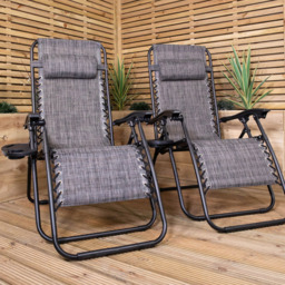 Samuel Alexander Set of 2 Mixed Grey Zero Gravity Garden Relaxer Chair - Size: 135 x 53 x 89cm - Wilko - thumbnail 1