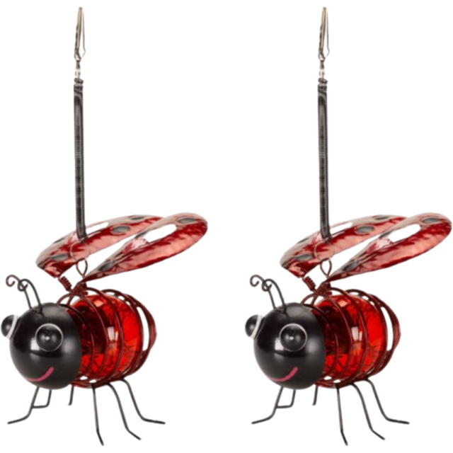 Garden Mile Hanging Lady Bug Solar LED Light 2 Pack - Size: 11 x 12 x 12cm - Red - Wilko - image 1
