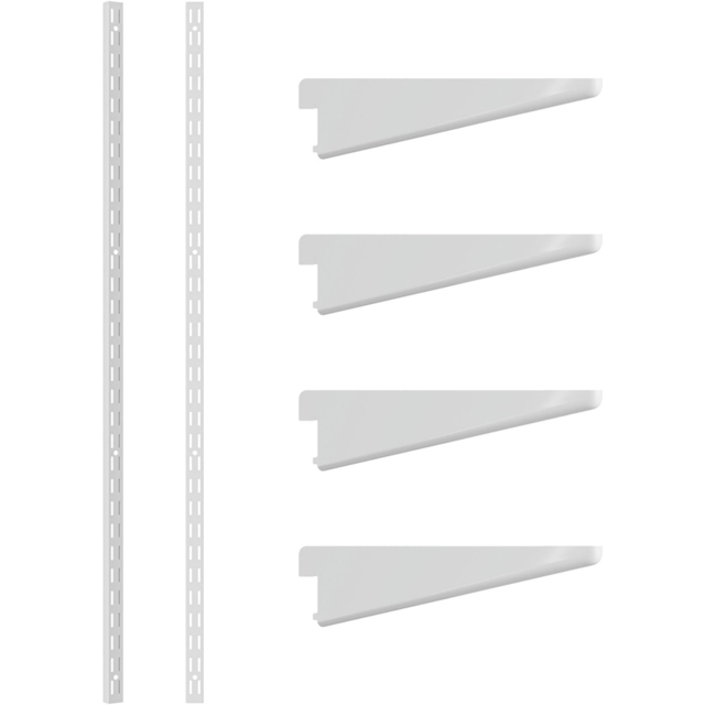 Rothley White Twin Slot Shelving Kit 10.5 inch Brackets and 48 inch Uprights - Size: 135 x 7 x 11cm - Wilko - image 1