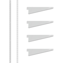 Rothley White Twin Slot Shelving Kit 10.5 inch Brackets and 48 inch Uprights - Size: 135 x 7 x 11cm - Wilko - thumbnail 1