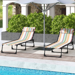 Outsunny Set of 2 Multicolour Foldable Cot Sun Lounger - Size: 1 Seater - Wilko