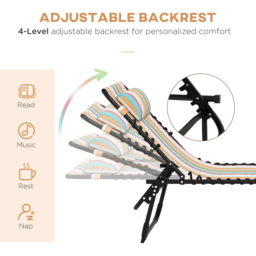 Outsunny Set of 2 Multicolour Foldable Cot Sun Lounger - Size: 1 Seater - Wilko - thumbnail 5