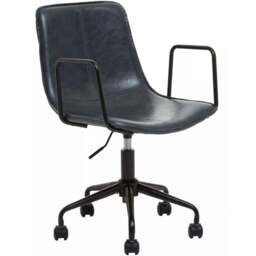 Premier Housewares Branson Grey Leather Swivel Office Chair - Size: 48 x 59 x 91cm - Interiors by Premier - Wilko - thumbnail 3