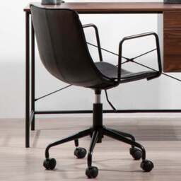 Premier Housewares Branson Grey Leather Swivel Office Chair - Size: 48 x 59 x 91cm - Interiors by Premier - Wilko - thumbnail 1