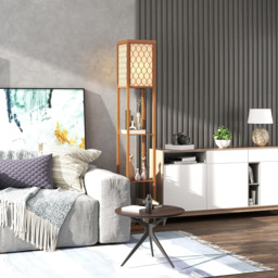 Portland 3 Shelf Natural Floor Lamp - Size: 160 x 26 x 26cm - Brown - Wilko - thumbnail 4