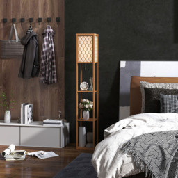 Portland 3 Shelf Natural Floor Lamp - Size: 160 x 26 x 26cm - Brown - Wilko - thumbnail 5