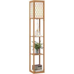 Portland 3 Shelf Natural Floor Lamp - Size: 160 x 26 x 26cm - Brown - Wilko