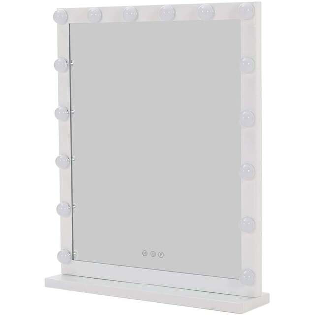 Living and Home White Rectangular Hollywood LED Makeup Mirror with Stand - Size: 64.5 x 52 x 12cm - Wilko - image 1