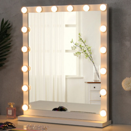Living and Home White Rectangular Hollywood LED Makeup Mirror with Stand - Size: 64.5 x 52 x 12cm - Wilko - thumbnail 6