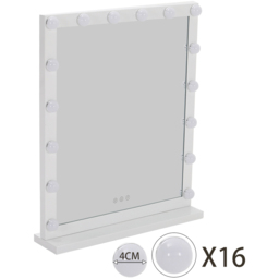 Living and Home White Rectangular Hollywood LED Makeup Mirror with Stand - Size: 64.5 x 52 x 12cm - Wilko - thumbnail 7