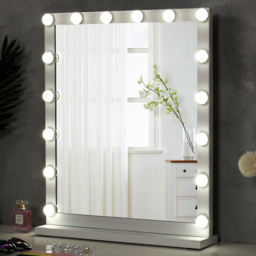 Living and Home White Rectangular Hollywood LED Makeup Mirror with Stand - Size: 64.5 x 52 x 12cm - Wilko - thumbnail 3