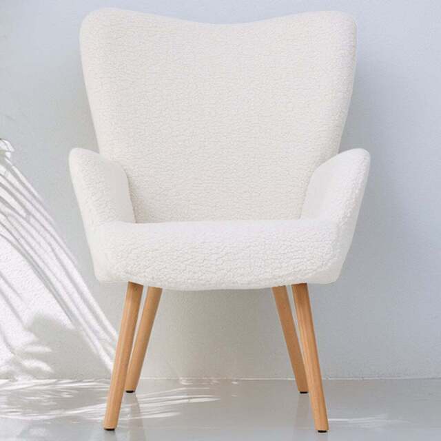 Living and Home White Sherpa Fleece Upholstered Leisure Chair - Size: Single - Wilko - image 1