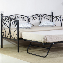 Brooklyn Small Single Black Metal Crystal Finial Day Bed with Trundle - Wood - Wilko - thumbnail 3