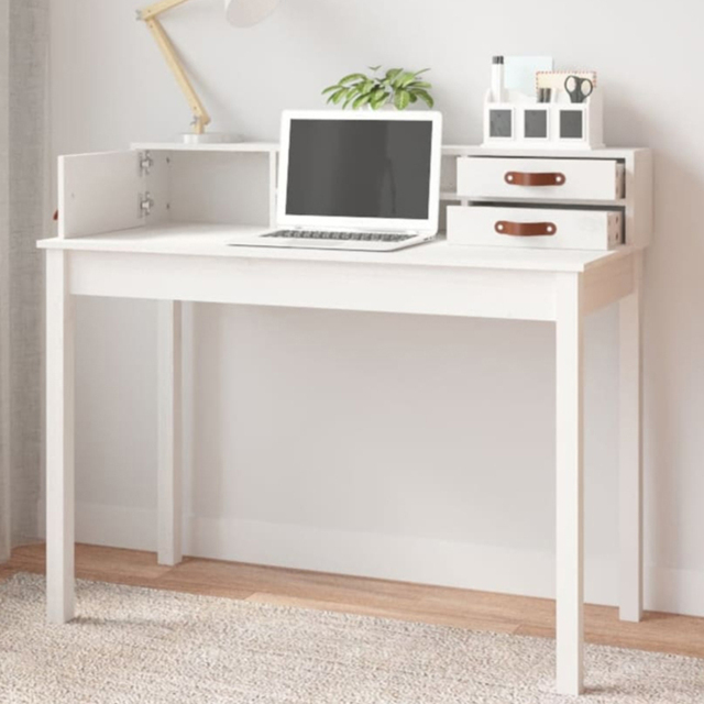 vidaXL Single Door 2 Drawer Single Shelf Office Desk White - Size: 93 x 110 x 50cm - Wilko - image 1