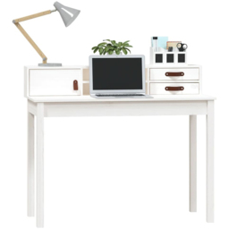 vidaXL Single Door 2 Drawer Single Shelf Office Desk White - Size: 93 x 110 x 50cm - Wilko - thumbnail 4