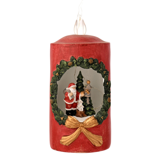The Seasonal Gift Co Regal Tidings LED Santa with Tree Christmas Candle Scene Decoration 19cm - Size: 19 x 8 x 8cm - Red - The Seasonal Gift Co. - Wil - image 1
