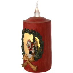 The Seasonal Gift Co Regal Tidings LED Santa with Tree Christmas Candle Scene Decoration 19cm - Size: 19 x 8 x 8cm - Red - The Seasonal Gift Co. - Wil - thumbnail 3