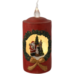 The Seasonal Gift Co Regal Tidings LED Santa with Tree Christmas Candle Scene Decoration 19cm - Size: 19 x 8 x 8cm - Red - The Seasonal Gift Co. - Wil - thumbnail 4