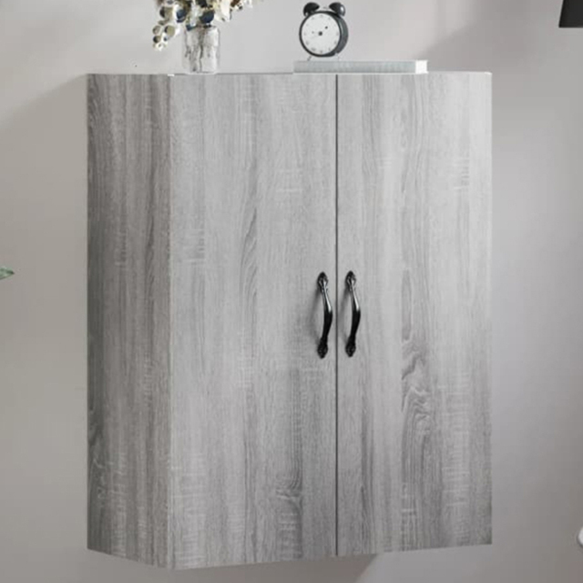 vidaXL 2 Door Grey Sonoma Wall Mounted Cabinet - Size: 90 x 69.5 x 34cm - Wilko - image 1