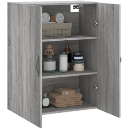 vidaXL 2 Door Grey Sonoma Wall Mounted Cabinet - Size: 90 x 69.5 x 34cm - Wilko - thumbnail 6