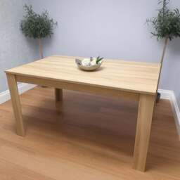 Portland Rocco 6 Seater Modern Velvet Dining Bench Set Oak and Black - Beige - Wilko - thumbnail 3