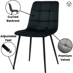 Portland Rocco 6 Seater Modern Velvet Dining Bench Set Oak and Black - Beige - Wilko - thumbnail 6