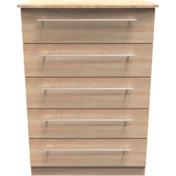 Crowndale Sherwood 5 Drawer Bardolino Oak Chest of Drawers - Brown - Wilko - thumbnail 3