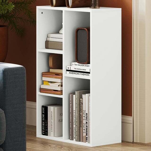 HOMCOM 5 Shelf White Bookshelf - Size: 80 x 24 x 50cm - Wilko - image 1