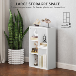 HOMCOM 5 Shelf White Bookshelf - Size: 80 x 24 x 50cm - Wilko - thumbnail 5