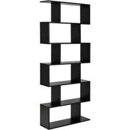 Costway 6 Shelf Black S Shaped Wooden Industrial Bookshelf - Wilko - thumbnail 3