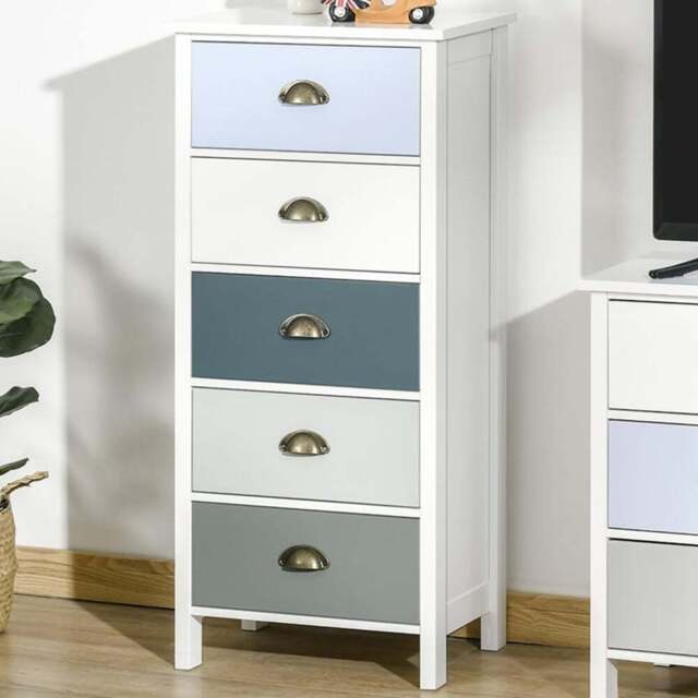 Portland Slim 5 Drawer Multicolour Chest of Drawers - Wilko - image 1