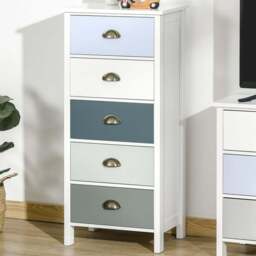 Portland Slim 5 Drawer Multicolour Chest of Drawers - Wilko - thumbnail 1