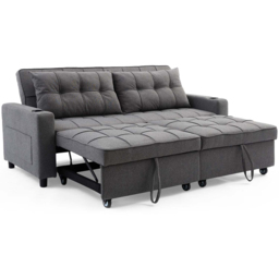 Furniture Online Hudson 3 Seater Grey Linen Sofa Bed with Cupholders - Wilko - thumbnail 5