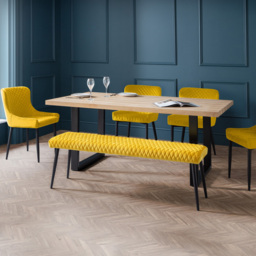 Julian Bowen Berwick 6 Seater Rectangular Dining Set with Low Bench Mustard - Yellow - Wilko