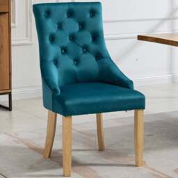 Artemis Home Ravenna Set of 2 Teal Velvet Dining Chair - Blue - Wilko