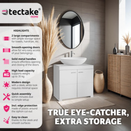 Tectake Idris 2 Door White Bathroom Cabinet - Size: 56 x 60 x 35cm - Wilko - thumbnail 7