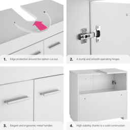 Tectake Idris 2 Door White Bathroom Cabinet - Size: 56 x 60 x 35cm - Wilko - thumbnail 5