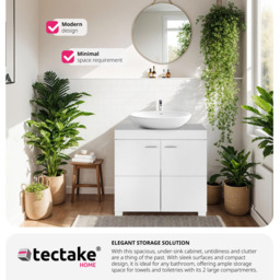 Tectake Idris 2 Door White Bathroom Cabinet - Size: 56 x 60 x 35cm - Wilko - thumbnail 6