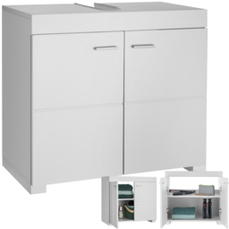 Tectake Idris 2 Door White Bathroom Cabinet - Size: 56 x 60 x 35cm - Wilko - thumbnail 3