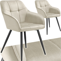 tectake Marilyn Set of 2 Cream and Black Quilted Velvet Dining Chair - Wilko - thumbnail 3