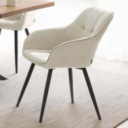 tectake Marilyn Set of 2 Cream and Black Quilted Velvet Dining Chair - Wilko